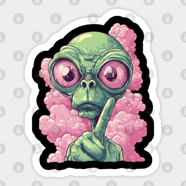 Cosmic Command: The Pointing Alien Sticker by Steve